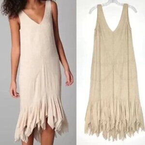 Gryphon Beaded Cream V Neck Sleeveless‎ Tank Dress Size L New